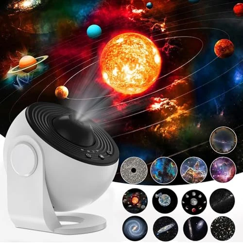 Offerta a tempo: Proiettore di Stelle Planetario, Proiettore di Galassie a Globo LED con 13 Dischi di Pellicola Luce Notturna del Cielo Stellato Lampada Proiettore di Luna per Bambini Adulti Camera da Letto Soggiorno - 27% da 32.98 € a 23.98 €