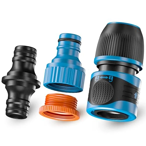 Offerta a tempo: GRÜNTEK Set di 3 Raccordi Attacco Rapido per Irrigatori e Tubo d'Acqua da 1 e1/2 e /8 Pollici. Set di Adattatori Universali per Tubi da Giardino, Irrigazione con Attacco Rapido - 44% da 13.99 € a 7.83 €