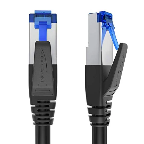 KabelDirekt – Cavo Ethernet Cat 7, resistente alla rottura – 2x 1 m – 10 Gigabit LAN – Disponibile in 0,25-30 m (Cavo di rete/internet ad alta velocità, PC, switch/router/modem, RJ45, nero)
