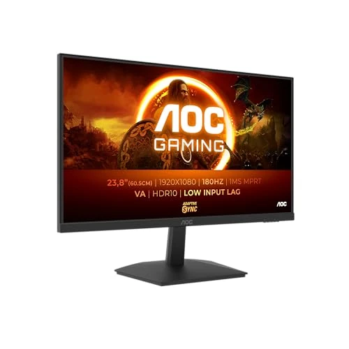 AOC Gaming 24G15N - 24 Inch Full HD Monitor, 180 Hz, 1ms, Adaptive Sync, HDR10 (1920x1080, 1x HDMI 2.0, 1x DisplayPort 1.4) Black