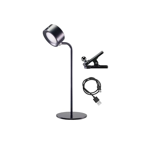 BEPER P201UTP301 Lampe de lecture sans fil, 3 applications, Lampe de table, Lampe murale, Lampe avec clip, 2,3 W, Câble USB type-C rechargeable, 3 teintes de lumière, Noir