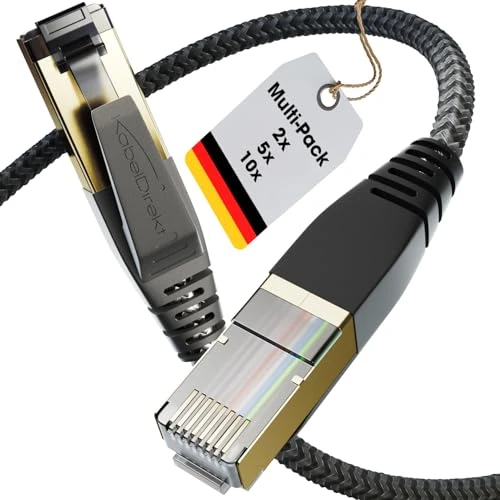 Offerta a tempo: KabelDirekt – Cavo di Rete Cat 8, Design Intrecciato Flessibile, Resistente agli Urti – 5x 5 m (Cavo LAN/Ethernet, Connettore RJ45, Trasferimento fino a 40 Gbit/s, Ideale per il Gaming/PS5/XBO) - 0% da 45.97 € a 45.97 €