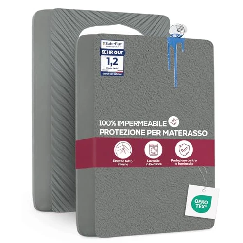 Utopia Bedding Matrasbeschermer 180 x 200 x 40 cm Waterdicht, Gecertificeerd Oeko-Tex, Ademend Matrasbeschermhoes, Rondom Elastisch Grijs