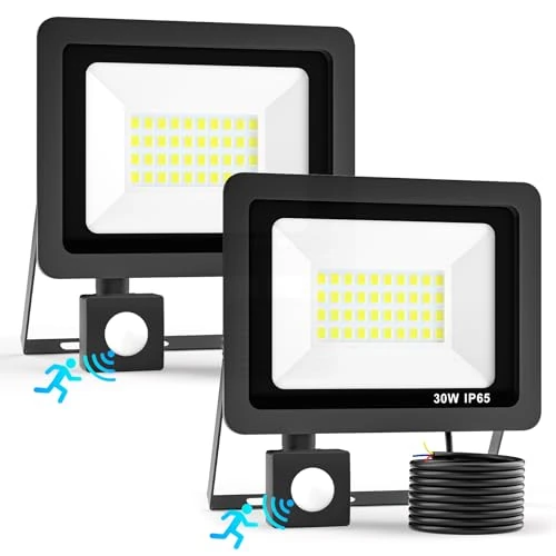 Offerta a tempo: Realky 30W Fari Led da Esterno con Sensore di Movimento 2 Pezzi, IP65 Impermeabile Faretto Led Esterno 3000LM, 40LED 6500K Bianca Fredda - Fari Led Interna ed Esterna per Giardino Cortile Garage - 40% da 26.98 € a 16.13 €