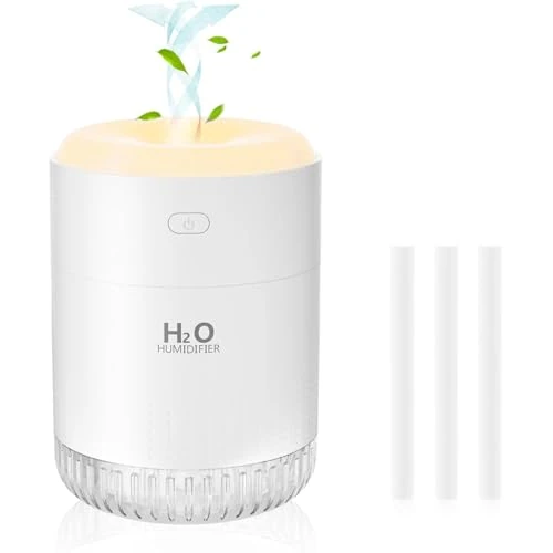Offerta a tempo: Umidificatore Mini USB umidificatore 2 modalità di Nebbia Super Silenzioso con luce notturna a LED, per ufficio, cameretta del bambino (White) - 42% da 14.99 € a 8.75 €