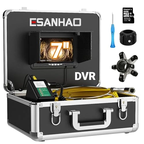 Offerta a tempo: ESANHAO Telecamera Ispezione Tubi 30 Metri 7" Monitor Dvr Registrazione Video Telecamera Endoscopica, Ip68 Scarico Fognario Conduttura Sistema Endoscopio Industriale Con 12PCS Luci LED - 28% da 399.99 € a 287.99 €