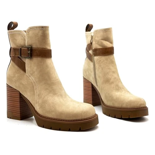 Aspand Collection Women's Fashion Boots GR-6645, beige, 6 UK