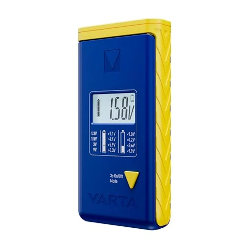 Offerta a tempo: VARTA Tester Batterie LCD digitale per batterie monouso, ricaricabili, elettroniche e bottone, controlla ogni pila dei formati più importanti (AA, AAA, C, D, 9V) incl. 2x V13GA (LR44) - 45% da 12.79 € a 6.99 €