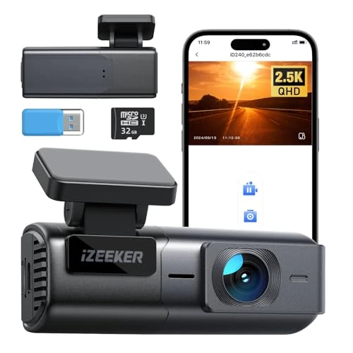 Offerta a tempo: iZEEKER 2.5K Dash Cam Auto WiFi Dash Camera, Mini Telecamera Auto 1440P Dashcam Anteriore con App — 25% da 31,99 € a 23,99 €