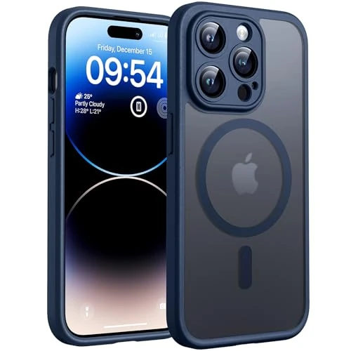 TOCOL für iPhone 14 Pro Max Hülle für Magsafe, Vollständiger Kameraschutz Stoßfest Kratzfest Transluzente Rückseite Magnetisch Handyhülle für iPhone 14 Pro Max Case, Blau