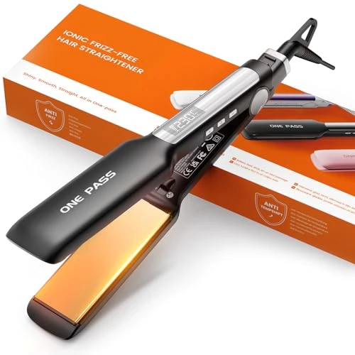 Offerta a tempo: Piastra per Capelli Professionale Faszin, Piastre in Titanio Larghe 42mm con Ioni Negativi, Riscaldamento Rapido 30s, Display Temperatura, 11 Livelli di Temperatura (130-230℃) - Nero - 71% da 139.99 € a 39.99 €