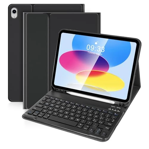 Offerta a tempo: SOPPY Custodia con Tastiera Bluetooth per iPad 11a Generazione (A16) 11 Pollici 2025, 10a Gene 10,9 Pollici 2022, cover Protettiva Staccabile, con Slot per Penna Stilo, Layout Italiano,Nero - 21% da 28.99 € a 23.00 €