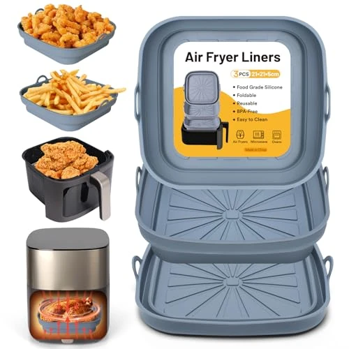 Oferta limitada: Alyvisun Molde Silicona Freidora de Aire, 3 Piezas Bandeja Moldes para Air Fryer Reutilizable Recipientes Cuadrado Cesta Utensilios Accesorios para Freidora sin Aceite, Microondas, Horno (Gris) de 11.77 EUR a 11.77 EUR (ahorro 0%)