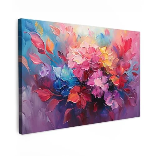 MuchoWow© Impression sur Toile Decoration Murale Peinture 90x60 cm Tableaux Decoratifs Muraux Décoration Chambre Fleurs - Rose - Aquarelle - Art