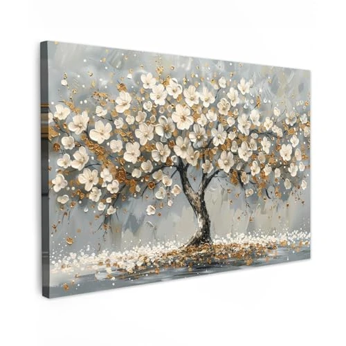 Limited-time offer: MuchoWow© Canvas Wall Art Work 12"x8" / 30x20 cm Room Decor Painting Wallfillers Picture Decoration Prints Tree - Flowers - White - Nature - Art from 29.99 GBP to 29.99 GBP (save 0%)
