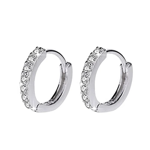 PULABO Orecchini in argento sterling 925 Orecchini a cerchio con piccoli fiori in cristallo naturale per le donne Regalo di gioielli di moda di compleanno squisito