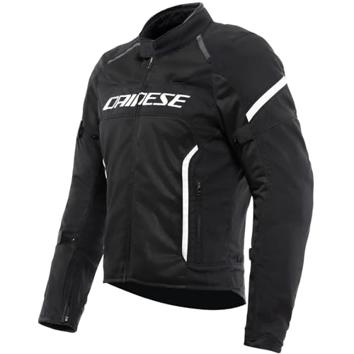 Dainese - Air Frame 3 Tex Jacket, Giacca da Moto Estiva in Tessuto, con Fodera Antivento, Uomo, Nero/Nero/Bianco, 44