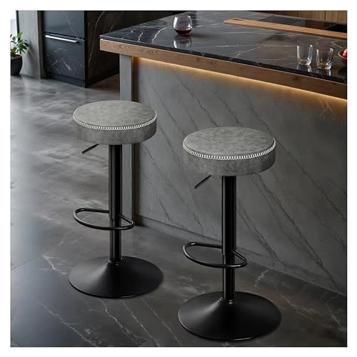 Zeitlich begrenztes Angebot: STOOLINK Barstuhl 2er Set Barhocker Höhenverstellbar, Tresenhocker mit Mikrofaser-Leder, Küchenhocker Ohne Lehne 360° Drehbar, Thekenstuhl mit Fußstütze, Barhocker 150kg-Grau von 79.99 € auf 79.99 € (0.00% Rabatt)