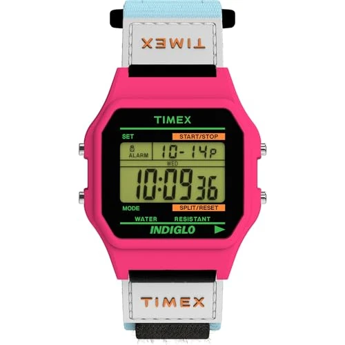 Offerta a tempo: Timex Orologio unisex Main Street da 36 mm, cinturino in nylon blu, quadrante digitale, cassa rosa TW2W72200 - 34% da 65.00 € a 42.80 €