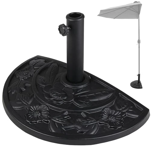 Limited-time offer: BAKAJI Half Moon Shape Garden Parasol Base, Umbrella Pole Support 38/48 mm, Stable Anti-Flip System, Ideal for Patio, Balcony, Outdoor, Diameter 50 x 32 x 32 cm, Black, Contemporary from 70.41 £ to 70.41 £ (save 0.00%)