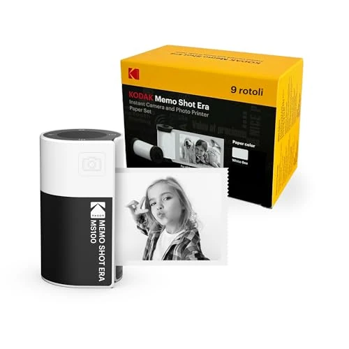 Offerta a tempo: KODAK Memo Shot ERA Regalo di Natale per Bambini Fotocamera Digitale Istantanea e Stampante per Etichette, Bianca (Fotocameta + 1 Rotolo di Carta per Etichette One-Touch + Set di 9 Rotoli di Carta) - 48% da 79.99 € a 41.39 €
