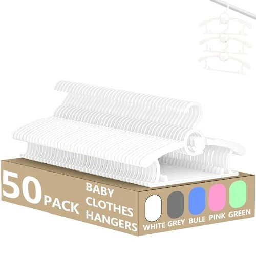 Oferta limitada: HGYZE 50 Perchas Blancas de Plástico Ajustables y Antideslizantes para Ropa de Bebé y Recién Nacidos, 28 a 35,5 cm de 51.00 € a 51.00 € (ahorro 0.00%)