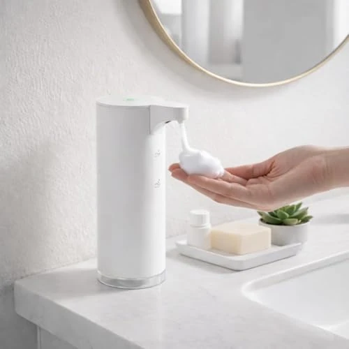 Offerta a tempo: Dispenser di sapone automatico in acciaio inox, erogatore di sapone in schiuma, elettrico: LAOPAO Soap Dispenser Set IPX5, impermeabile, ricarica USB-C con sensore, sensore di movimento a infrarossi - 25.01% da 39.99 € a 29.99 €