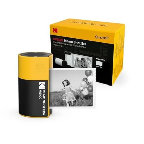 Offre limitée : Kodak Memo Shot Era Cadeau Noel - Appareil Photo numérique instantané & Imprimante Photo, Jaune (Appareil Photo avec 1 Rouleau de Rouleau de Papier Photo One-Touch + 9 Rouleaux de Papier Photo Set) de 79.99 € à 63.99 € (20% de remise)