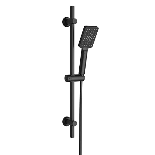 Limited offer: Görbach Shower Column with 3 Jet Showers, Stainless Steel 70 cm Shower Rail with Shower Head and Hose for Bathroom Rectangular Matte Black from 34.90 EUR to 34.90 EUR (save 0%)