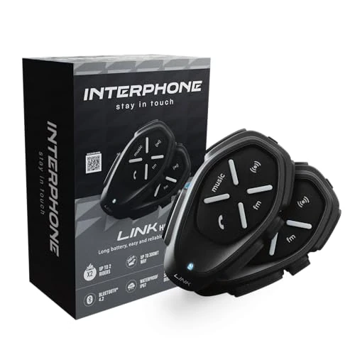Offerta a tempo: INTERPHONE LINK HD- Doppio - Interfono Casco Moto Auricolari Stereo Alta Fedeltà 40mm, Uso Pilota - Pilota, Distanza 300Mt, Autonomia 20 Ore, GPS, TFT, Impermeabile IPX67 - 32% da 189.99 € a 129.19 €