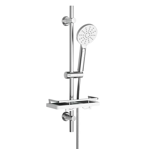 Offerta a tempo: Görbach Saliscendi Doccia con Soffione 3 Getti, Asta Doccia Acciaio inox con Supporto per Doccetta e Tubo, Colonna Doccia Senza Miscelatore Adattarsi ai Fori Esistenti con Mensola doccia, 70 cm Cromo - 32% da 48.99 € a 33.34 €