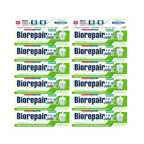 Begrenztes Angebot: Biorepair, Junior Zahnpasta 6-12 Jahre, 12 Packungen à 75 ml, Fluorfreie Kinderzahnpasta mit Vitamin E, Antioxidans, für gesundes Zahnfleisch, erfrischend mit Minzgeschmack von 36.15 EUR auf 36.15 EUR (Rabatt 0%)