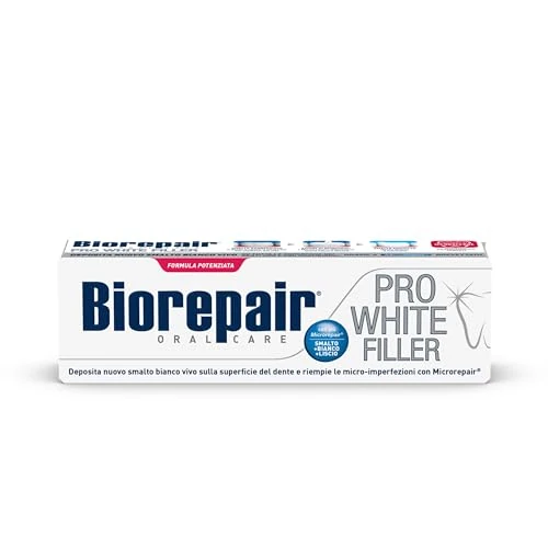 Biorepair, Pro White Zahnpasta aufhellende Zahnpasta mit PVP-Polymer-Technology, repariert Nagellack und Zahnstein für weiße und strahlende Zähne, ohne 75 ml