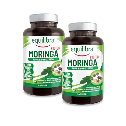 Offerta a tempo: Equilibra Moringa Protein, 900 mg Moringa Oleifera per Dose, 240 Compresse Vegan per 4 Mesi, Integratore Moringa, Titolato al 60% in Proteine, Equilibrio del Peso Corporeo e Metabolismo dei Lipidi - 37% da 32.99 € a 20.90 €