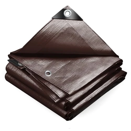 VOUNOT Wodoodporna plandeka zewnętrzna 4x6m, wzmocniona markiza PE 240 g/m², ochrona przed promieniowaniem UV, z oczkami ze stali nierdzewnej do drewna opałowego, mebli, ogrodu, basenu, pojazdów,