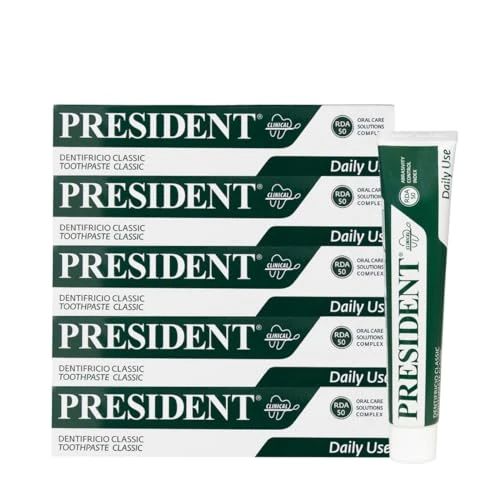 Begrenztes Angebot: President Set mit 5 Zahnbürsten Classic für den täglichen Gebrauch. Anti-Plaque, Karies, erfrischend, Anti-Halitosis. Mit pflanzlichen Extrakten aus Melissa, Salbei, Kamille. RDA 50. 5 x 75 ml von 18.12 EUR auf 18.12 EUR (Rabatt 0%)