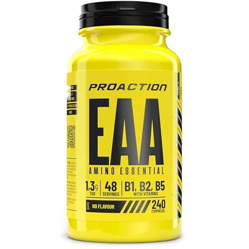 ProAction Aminoacidi Essenziali | EAA Aminoacidi Essenziali in Compresse | Recupero Muscolare, Crescita & Energia | Con BCAA e Vitamine B1, B2, B5 | Senza Zuccheri, Glutine e Lattosio | 240 Compresse