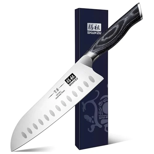 Limited-time offer: SHAN ZU 7 Inch Santoku Knife, Japanese Chef Knife Kitchen Knife, Super Steel Sharp Vegetable Meat Cooking Knife with K133 Ergonomic Handle- Genbu Series from 30.48 GBP to 23.48 GBP (save 23%)