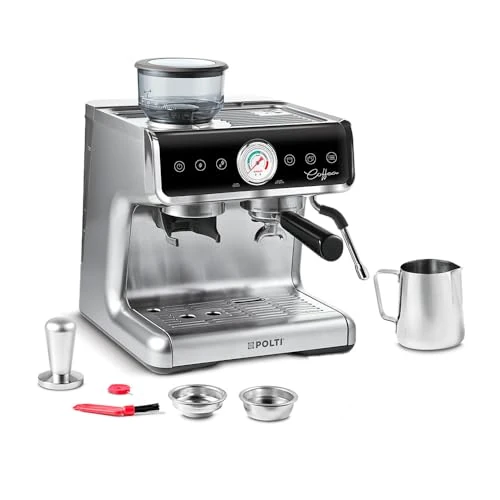 Offerta a tempo: Polti Coffea G50S, Macchina da Caffè con Macina Grani Integrato, per Espresso e Cappuccino, 30 Livelli di Macinatura, Steamymilk Professionale per Montare il Latte, Argento - 52% da 579.00 € a 279.00 €