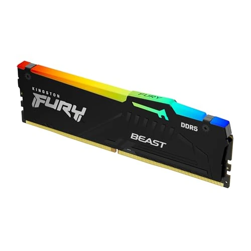 Kingston FURY Beast Noir RGB 16Go 6000MT/s DDR5 CL30 DIMM Mémoire pour PC de Gamer Module Simple AMD EXPO/ Intel XMP - KF560C30BBEA-16