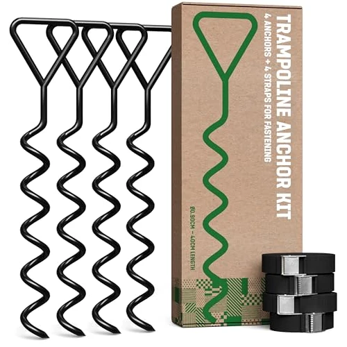 Offre limitee: GardenGloss Piquets D’Ancrage Trampoline Set (4 Pièces) - 40cm Piquets Robustes pour Trampoline - Ancres À Visser pour Une Fixation Sûre dans Le Sol de 29.99 EUR a 23.99 EUR (economie 20%)