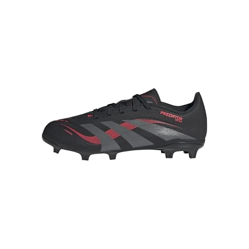 adidas Kids' Chaussure Predator League Terrain Souple/Multi-Surfaces Enfants, Core Black/Grey Four/Lucid Red, 38 2/3