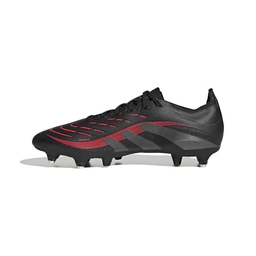 adidas Unisex Predator League Soft Ground Football Boots, core Black/Grey Four/Lucid red, 11 UK