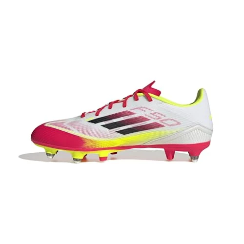 adidas Uniseks-Volwassen F50 LEAGUE Football boots Soft Ground, Cloud White/Core Black/Solar Yellow, 46 EU