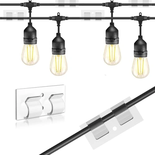 30 supporti per cavi esterni, clip per passacavi, organizer per cavi, autoadesivi, per la gestione dei cavi, decorazione per il fissaggio dei cavi, catena luminosa – trasparente