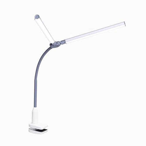 Offerta a tempo: Daylight DuoPro™ Clamp Lamp - High CRI 95+, Double Head Design, LED (6,000K, 2100 Lux), Anti-Glare Shades, 4 Brightness Levels, Flexible Arm, Sturdy Clamp (Grey/White) - 0.00% da 44.99 € a 44.99 €