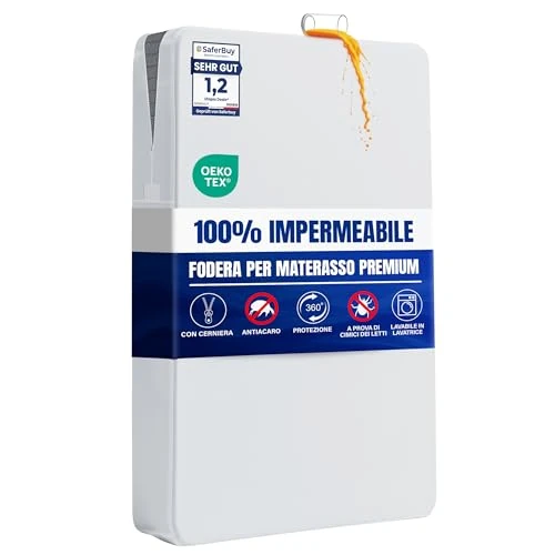 Offerta a tempo: Utopia Bedding Fodera per Materasso 120 x 190 x 30 cm Impermeabile con Cerniera, Certificato Oeko-TEX, Coprimaterasso, Bianco - 0.00% da 22.49 € a 22.49 €