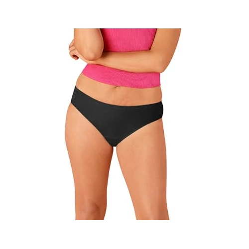 Nuvenia linea Teens, Mutandine Mestruali in cotone biologico, Lavabili e riutilizzabili con protezione integrata per Giorno e Notte, Flusso Abbondante, Colore Nero, Taglia L, 1 confezione