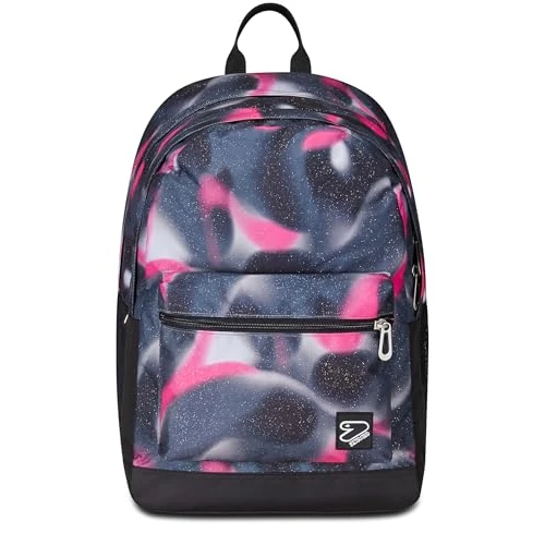 Zeitlich begrenztes Angebot: Seven Wende-Rucksack, Schulranzen für Mädchen und Jungen, Tornister Schule Gymnasium Sport Freizeit, mit Flaschenfach, Laptopfach, mit Kopfhörern, gepolstert, extra Tasche, grau-pink-schwarz von 74.90 € auf 74.90 € (0.00% Raba