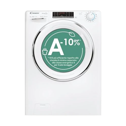 Candy Smart Pro Inverter CSO 6106TWMC1-S Front Loading Washing Machine, 10 kg, Class A-10%, 1600 RPM, 78 dB, Rapids Cycles, 16 Programs, White, HxWxD 85 x 60 x 58 cm [Energy Efficiency Class A]